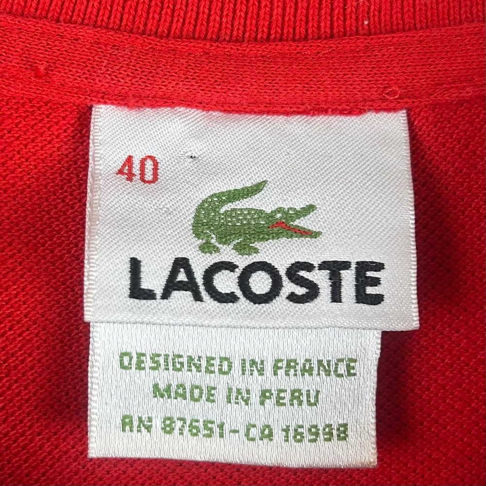 Lacoste Womens Red Cotton Pique Short Sleeve Polo Shirt Size 40 Medium Crocodile - Picture 8 of 8